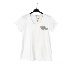 T-shirt col v Coeur