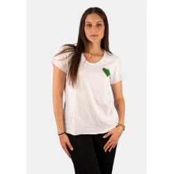 T-shirt col v Coeur