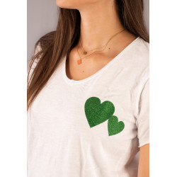 T-shirt col v Coeur