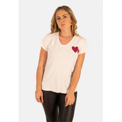 T-shirt col v Coeur